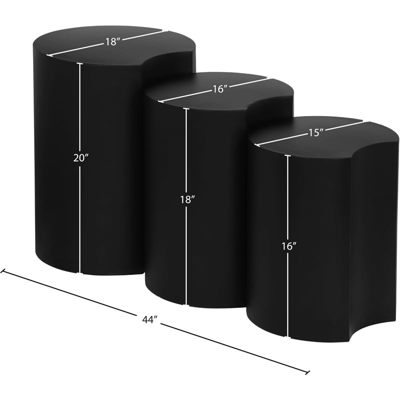 Meridian Furniture Dimple 3 Piece Black Iron Metal End Table