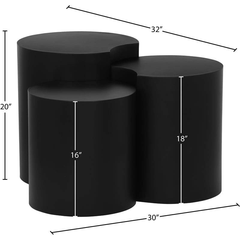 Meridian Furniture Dimple 3 Piece Black Iron Metal End Table