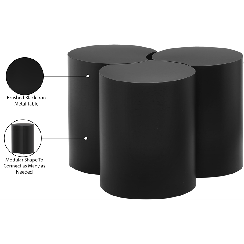 Meridian Furniture Dimple 3 Piece Black Iron Metal Coffee Table