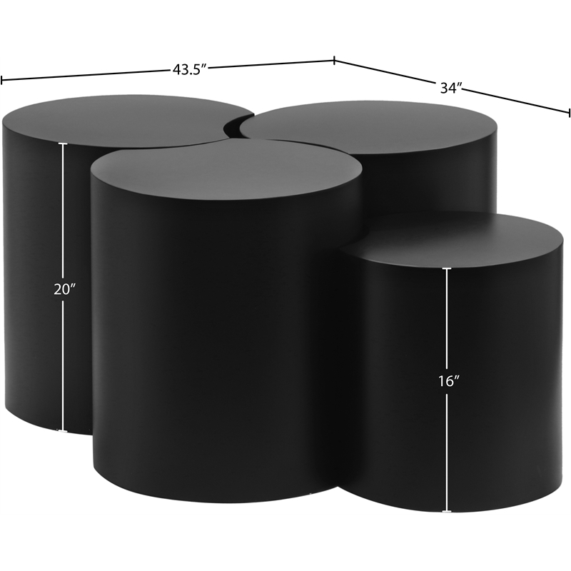 Meridian Furniture Dimple 4 Piece Black Iron Metal Coffee Table