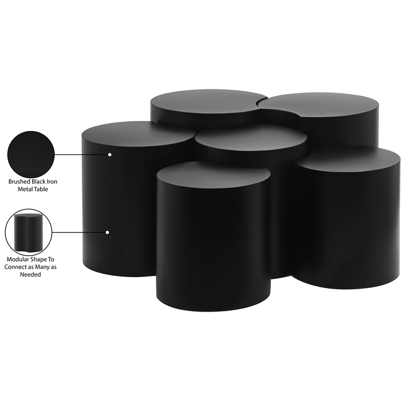 Meridian Furniture Dimple 6 Piece Black Iron Metal Coffee Table