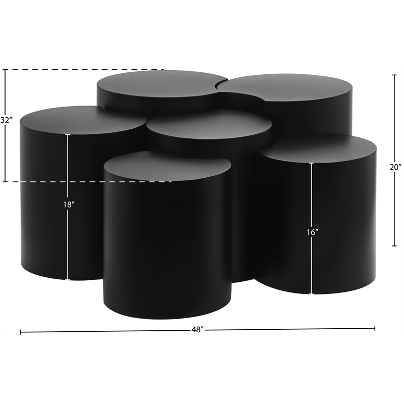 Meridian Furniture Dimple 6 Piece Black Iron Metal Coffee Table