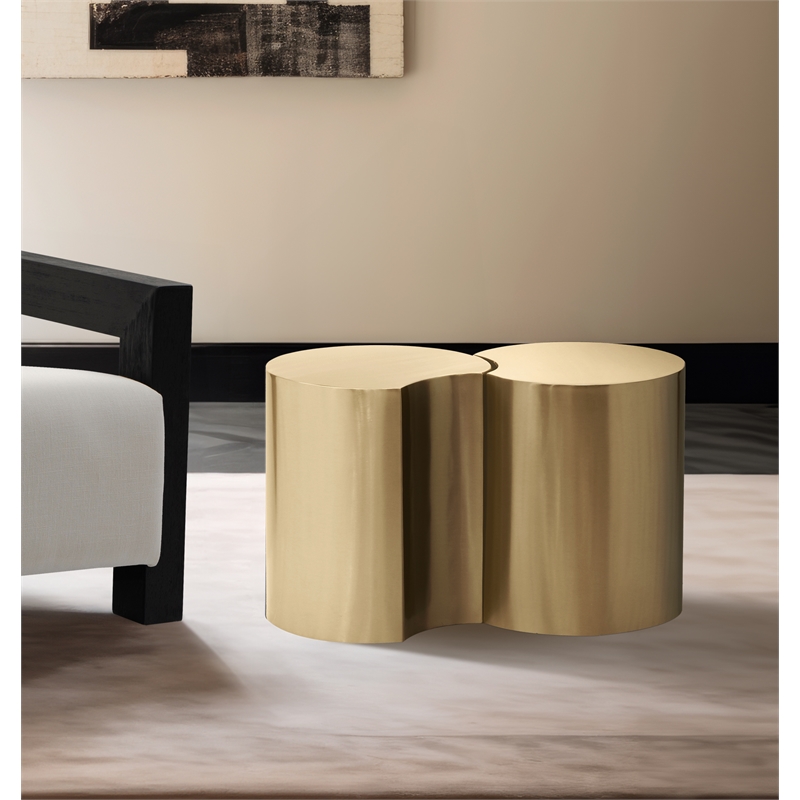 Meridian Furniture Dimple 2 Piece Gold Iron Metal End Table