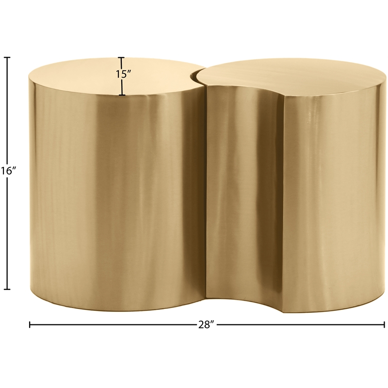 Meridian Furniture Dimple 2 Piece Gold Iron Metal End Table