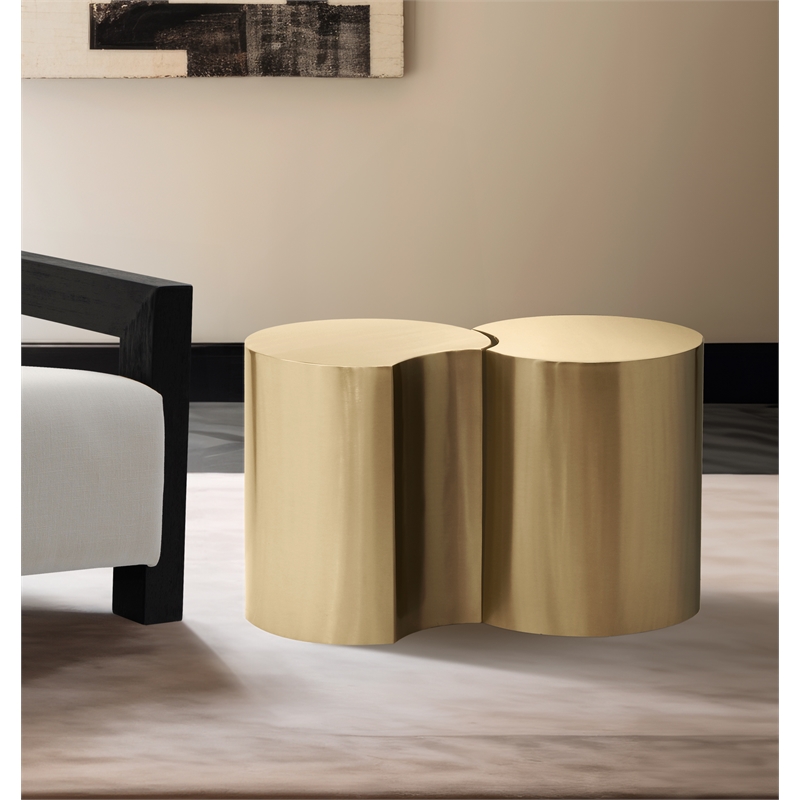 Meridian Furniture Dimple 2 Piece Gold Iron Metal End Table