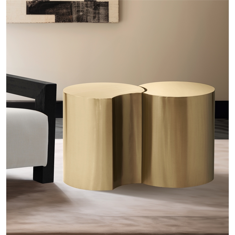 Meridian Furniture Dimple 2 Piece Gold Iron Metal End Table