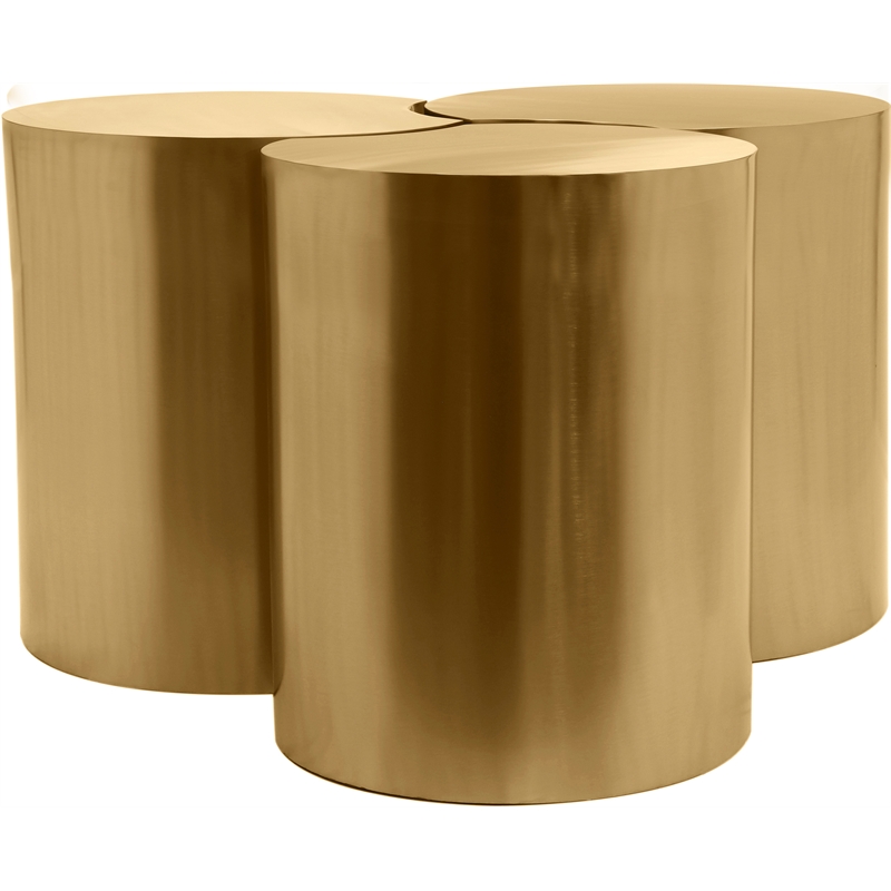 Meridian Furniture Dimple 3 Piece Gold Iron Metal Coffee Table