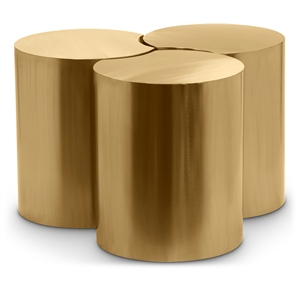 Meridian Furniture Dimple 3 Piece Gold Iron Metal Coffee Table