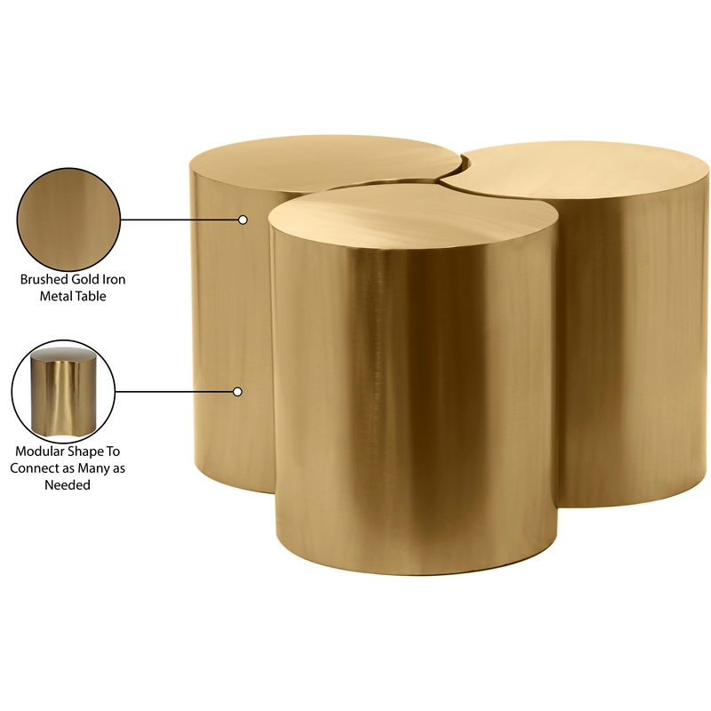 Meridian Furniture Dimple 3 Piece Gold Iron Metal Coffee Table