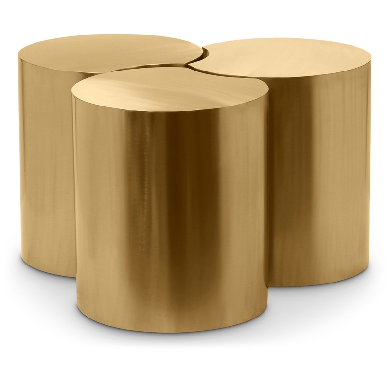 Meridian Furniture Dimple 3 Piece Gold Iron Metal Coffee Table