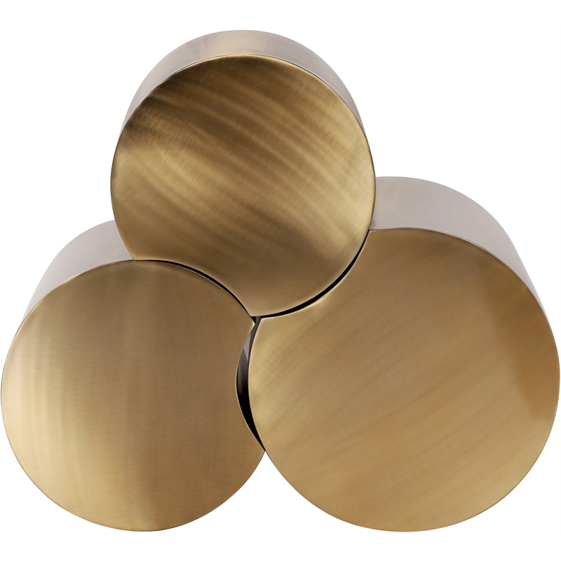 Meridian Furniture Dimple 3 Piece Gold Iron Metal Coffee Table