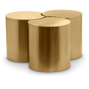 Meridian Furniture Dimple 3 Piece Gold Iron Metal Coffee Table