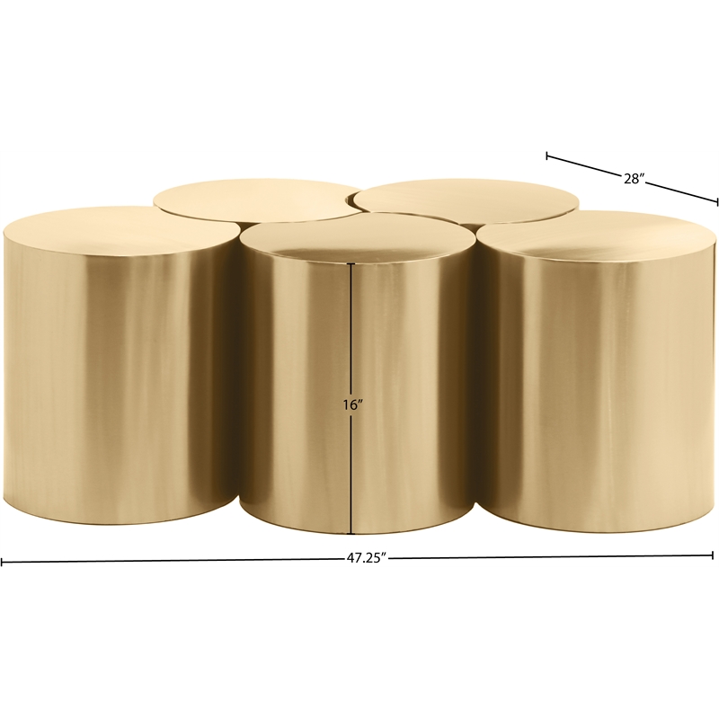 Meridian Furniture Dimple 5 Piece Gold Iron Metal Coffee Table