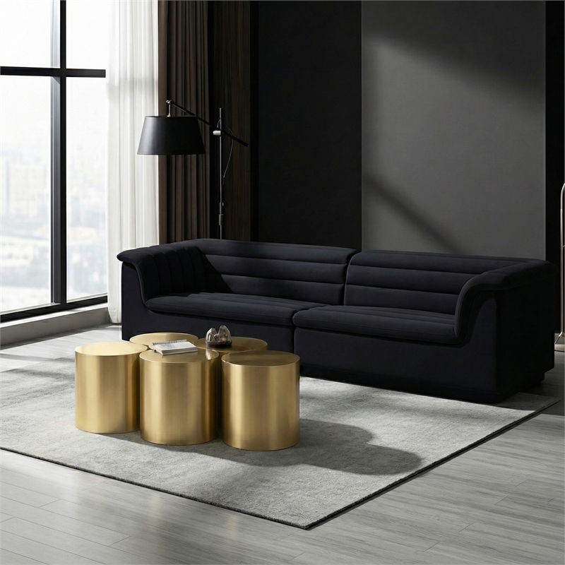 Meridian Furniture Dimple 5 Piece Gold Iron Metal Coffee Table