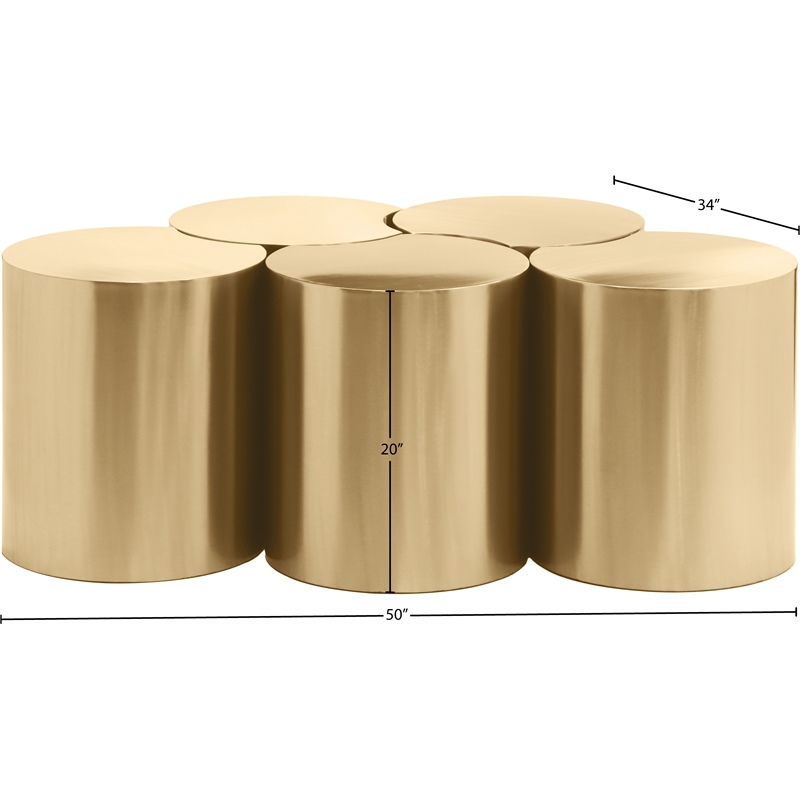 Meridian Furniture Dimple 5 Piece Gold Iron Metal Coffee Table