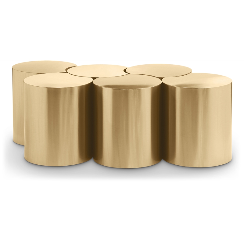 Meridian Furniture Dimple 6 Piece Gold Iron Metal Coffee Table