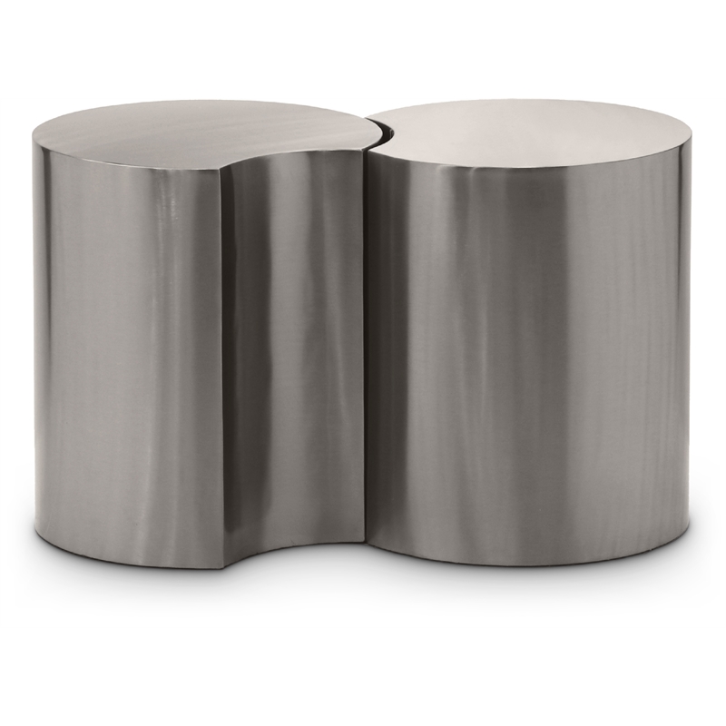 Meridian Furniture Dimple 2 Piece Silver Iron Metal End Table