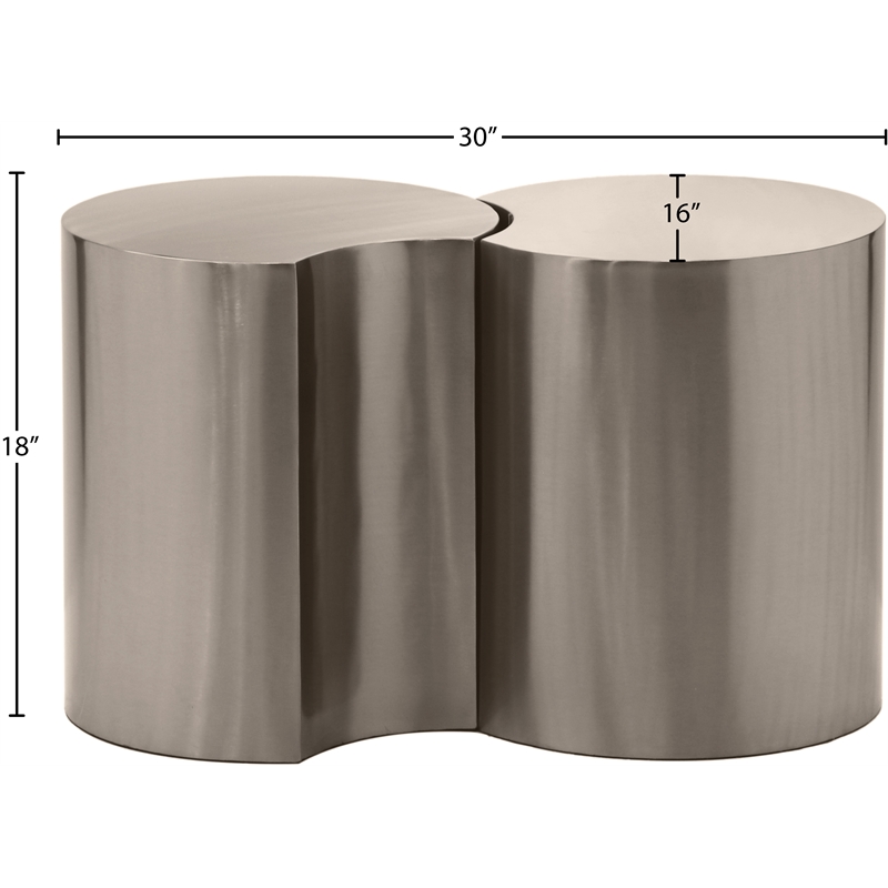 Meridian Furniture Dimple 2 Piece Silver Iron Metal End Table