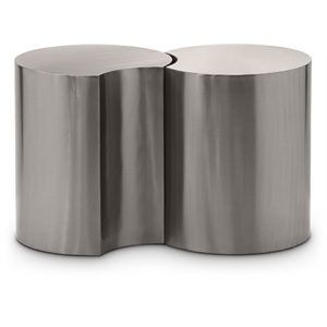 Meridian Furniture Dimple 2 Piece Silver Iron Metal End Table