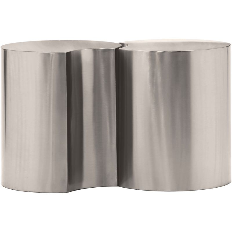 Meridian Furniture Dimple 2 Piece Silver Iron Metal End Table