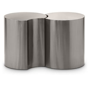 Meridian Furniture Dimple 2 Piece Silver Iron Metal End Table