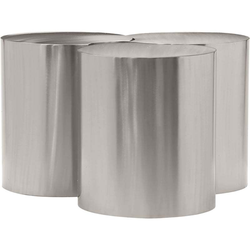 Meridian Furniture Dimple 3 Piece Silver Iron Metal Coffee Table