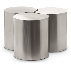 Meridian Furniture Dimple 3 Piece Silver Iron Metal Coffee Table