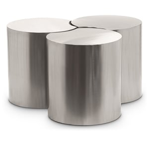 Meridian Furniture Dimple 3 Piece Silver Iron Metal Coffee Table