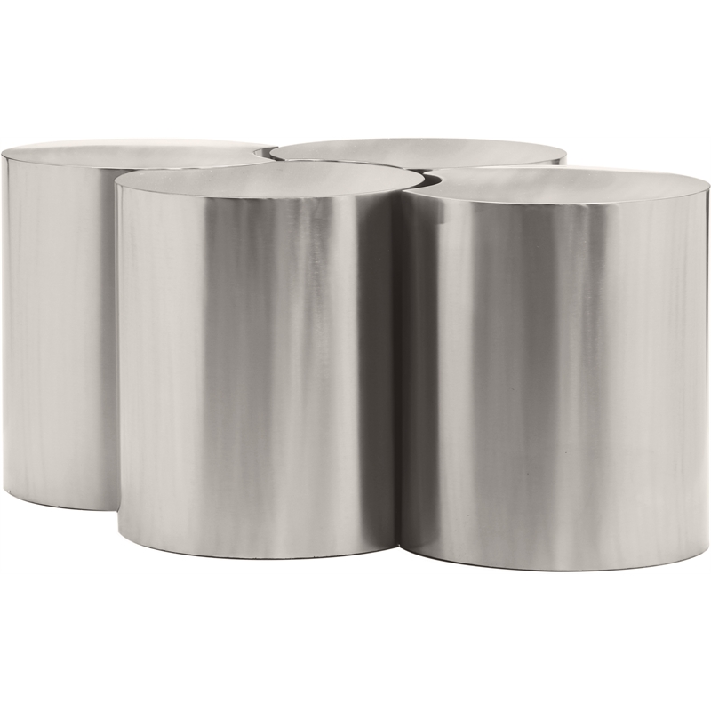 Meridian Furniture Dimple 4 Piece Silver Iron Metal Coffee Table