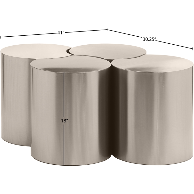 Meridian Furniture Dimple 4 Piece Silver Iron Metal Coffee Table