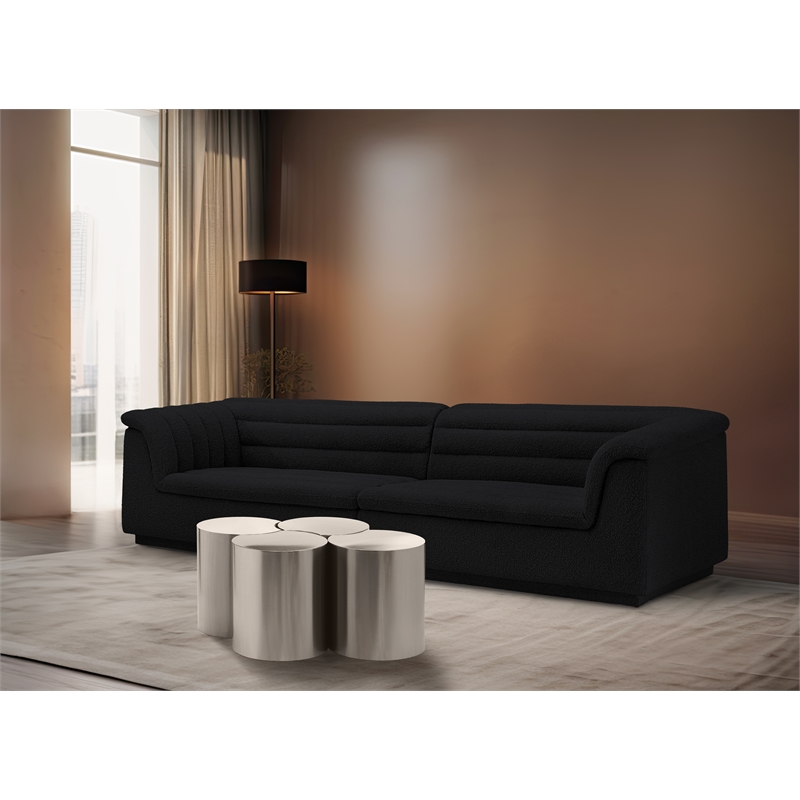 Meridian Furniture Dimple 4 Piece Silver Iron Metal Coffee Table