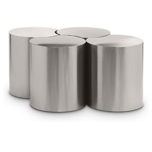 Meridian Furniture Dimple 4 Piece Silver Iron Metal Coffee Table