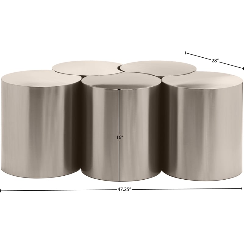 Meridian Furniture Dimple 5 Piece Silver Iron Metal Coffee Table