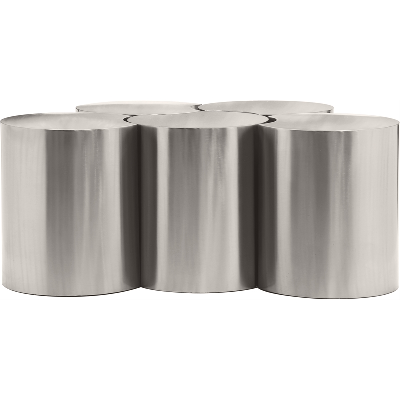 Meridian Furniture Dimple 5 Piece Silver Iron Metal Coffee Table