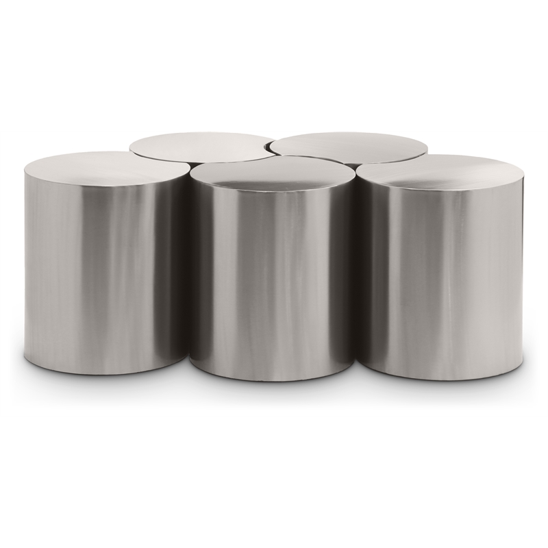 Meridian Furniture Dimple 5 Piece Silver Iron Metal Coffee Table