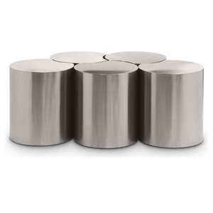 Meridian Furniture Dimple 5 Piece Silver Iron Metal Coffee Table