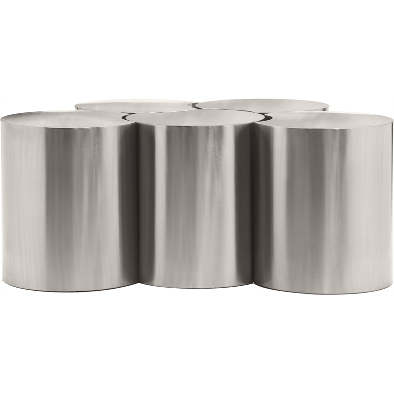 Meridian Furniture Dimple 5 Piece Silver Iron Metal Coffee Table