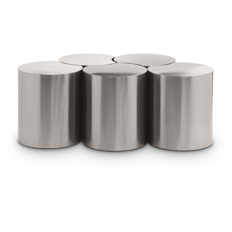 Meridian Furniture Dimple 5 Piece Silver Iron Metal Coffee Table