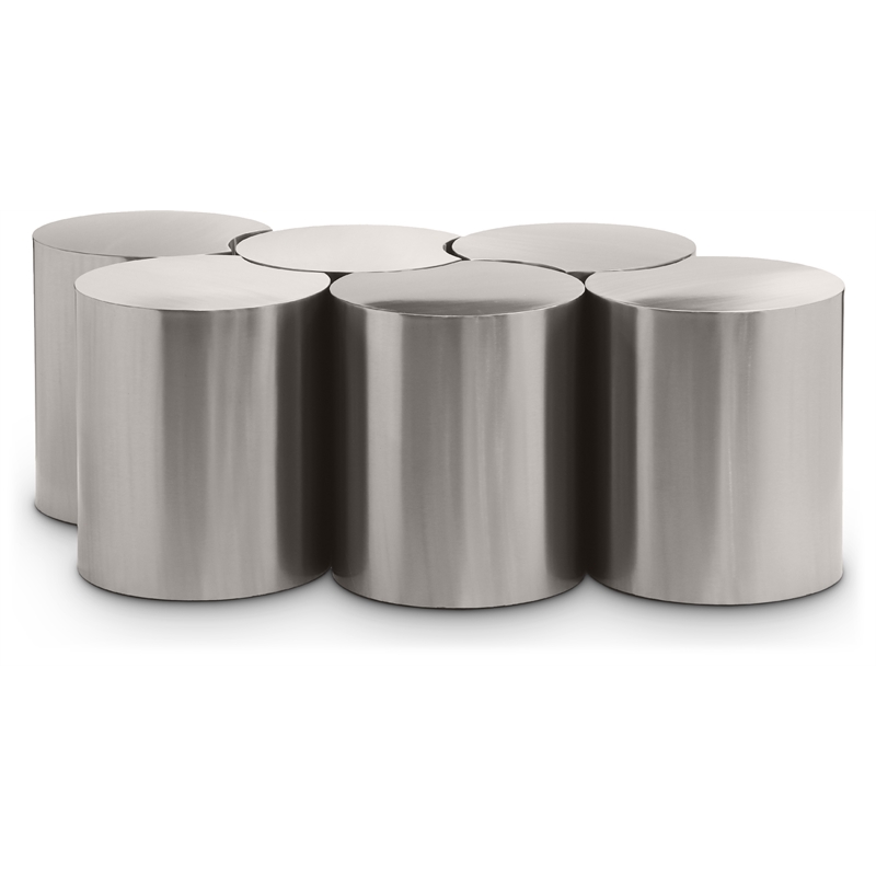 Meridian Furniture Dimple 6 Piece Silver Iron Metal Coffee Table