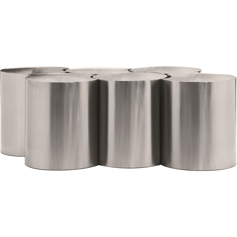 Meridian Furniture Dimple 6 Piece Silver Iron Metal Coffee Table