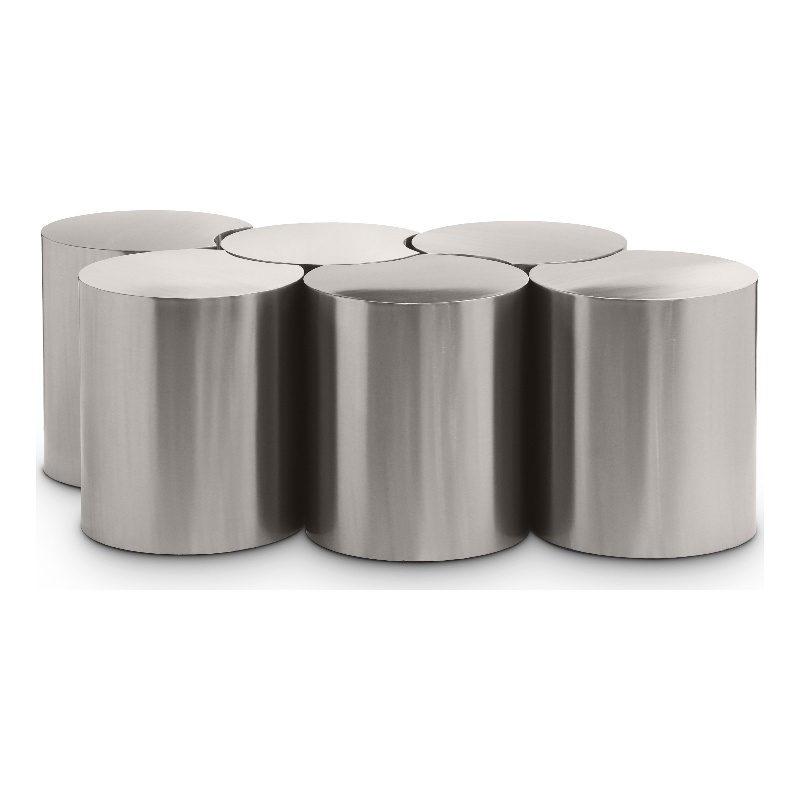 Meridian Furniture Dimple 6 Piece Silver Iron Metal Coffee Table