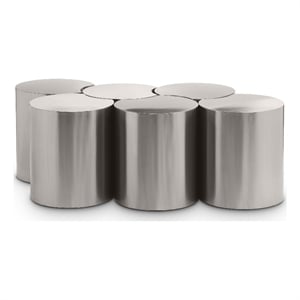 Meridian Furniture Dimple 6 Piece Silver Iron Metal Coffee Table