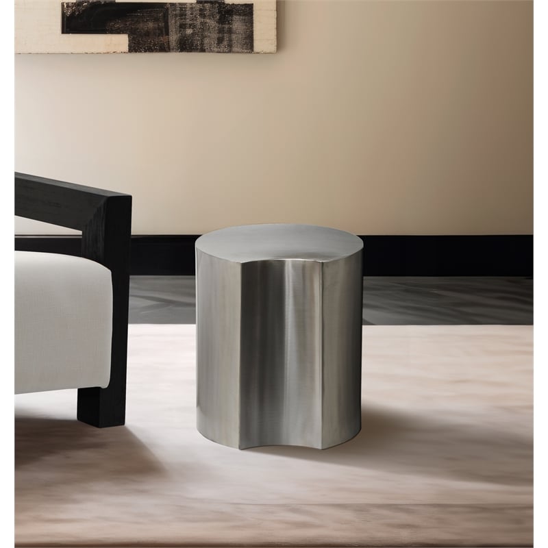Meridian Furniture Dimple Silver Iron Metal End Table