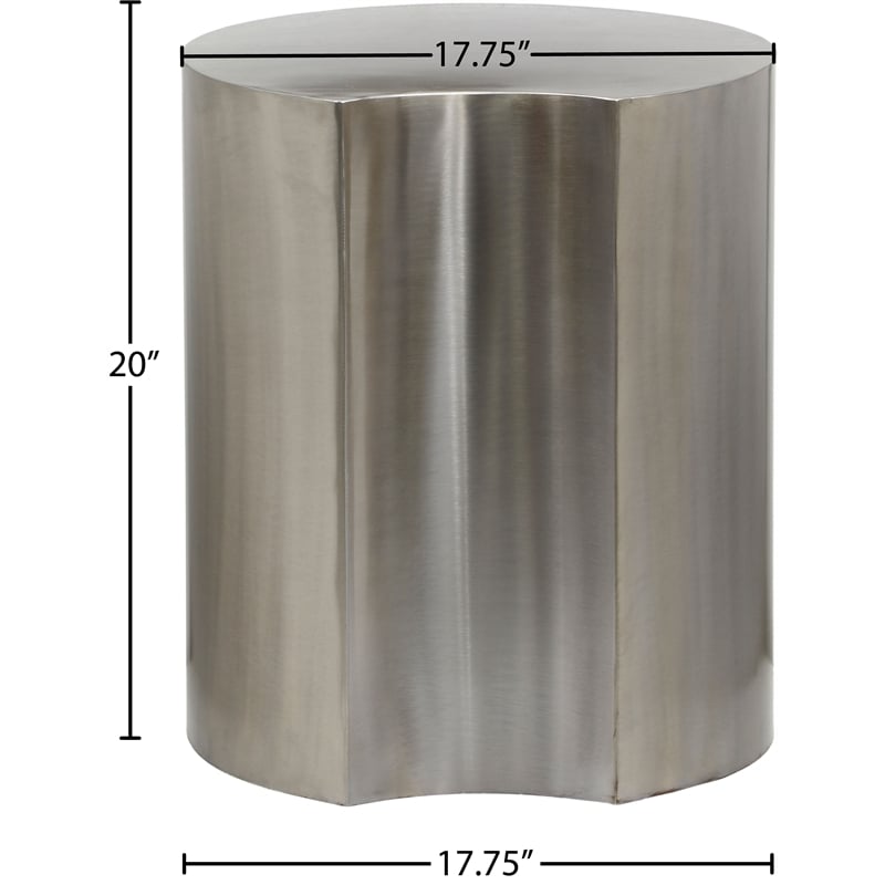 Meridian Furniture Dimple Silver Iron Metal End Table