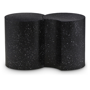Meridian Furniture Dimple 2 Piece Black Terrazzo Pattern Iron Metal End Table