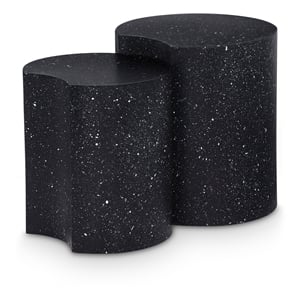 Meridian Furniture Dimple 2 Piece Black Terrazzo Pattern Iron Metal End Table