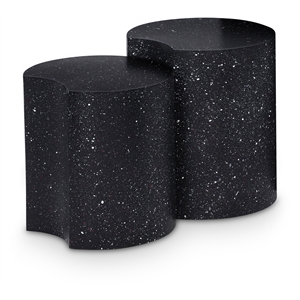 Meridian Furniture Dimple 2 Piece Black Terrazzo Pattern Iron Metal End Table