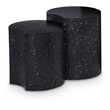 Meridian Furniture Dimple 2 Piece Black Terrazzo Pattern Iron Metal End Table