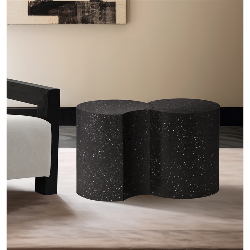 Meridian Furniture Dimple 2 Piece Black Terrazzo Pattern Iron Metal End Table