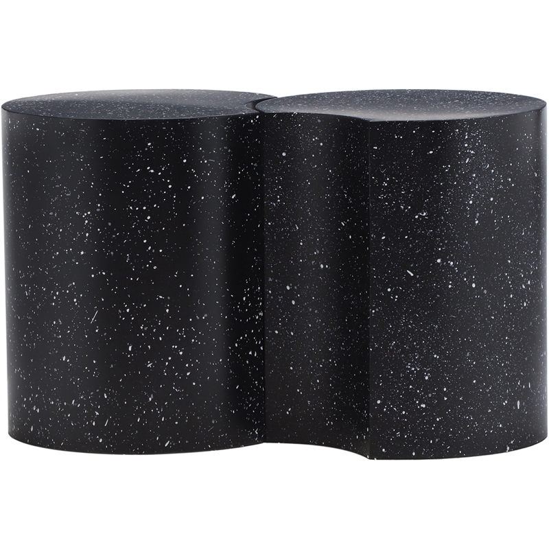 Meridian Furniture Dimple 2 Piece Black Terrazzo Pattern Iron Metal End Table